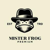 Frog Gentleman Vintage logo icon design vector