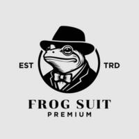 Frog Gentleman Vintage logo icon design vector