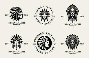 indio apache tribu logo icono diseño vector