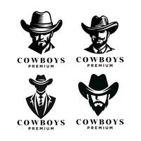 Cowboy head front face logo icon design vector