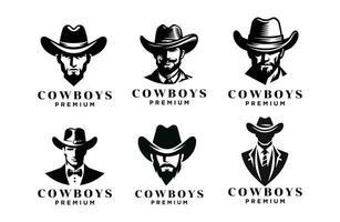 Cowboy head front face logo icon design vector