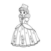 cartoon princess sketch vector