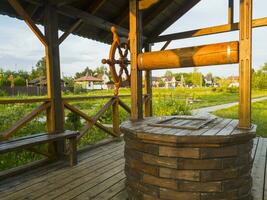 Concept shot of the well in the village. rural photo