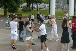 Moscow, Russia - 07.09.2023 - People enjoying day out in the Gorky park. Outdoors photo