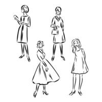 women's retro fashion vector sketch