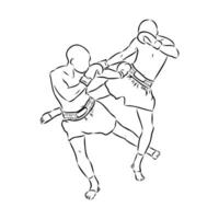 Thai boxing vector sketch