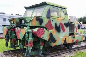 Shot of the vintage old construction train. Industrial photo