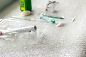 Shot of the syringes and medicine prepared for injection. Healthcare photo