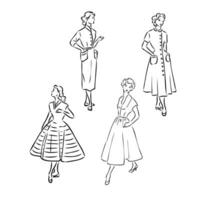 women's retro fashion vector sketch