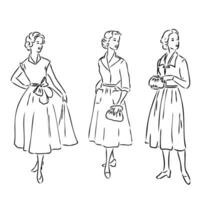 women's retro fashion vector sketch