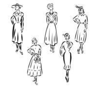 women's retro fashion vector sketch