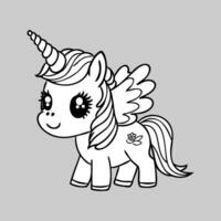 dibujos animados unicornio vector bosquejo