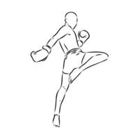 Thai boxing vector sketch