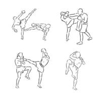 Thai boxing vector sketch