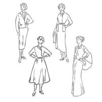 women's retro fashion vector sketch