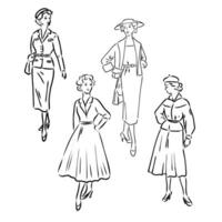 women's retro fashion vector sketch