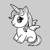 dibujos animados unicornio vector bosquejo