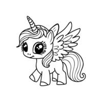 dibujos animados unicornio vector bosquejo