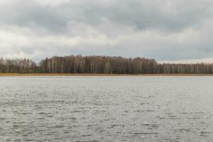 Landscape shot of the lake during cold season. Nature photo