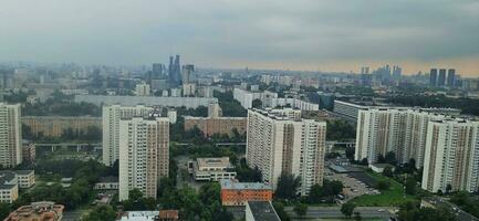 Areal view of the modern city. Urban photo