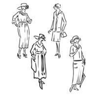 women's retro fashion vector sketch