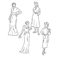 women's retro fashion vector sketch