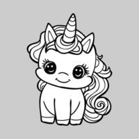 dibujos animados unicornio vector bosquejo