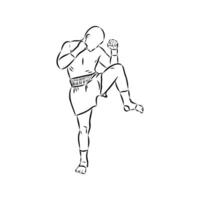 Thai boxing vector sketch