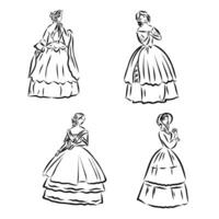 women's retro fashion vector sketch