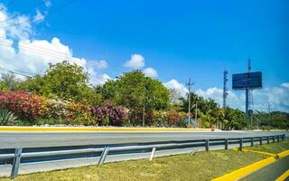 Playa del Carmen Quintana Roo Mexico 2023 Driving the car on highway in Playa del Carmen Mexico. photo