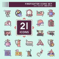 Icon Set Firefighter. related to Education symbol. MBE style. simple design editable. simple illustration vector