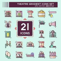 Icon Set Theatre Gradient. related to Entertainment symbol. MBE style. simple design editable. simple illustration vector