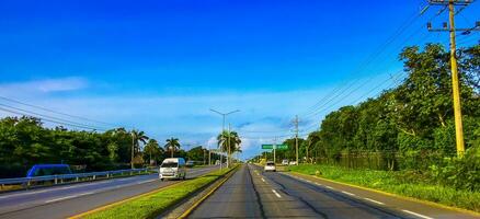 Playa del Carmen Quintana Roo Mexico 2023 Driving the car on highway in Playa del Carmen Mexico. photo