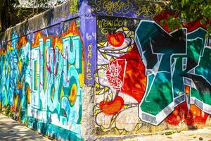 Playa del Carmen Quintana Roo Mexico 2023 Artistic walls with paintings and graffiti Playa del Carmen Mexico. photo