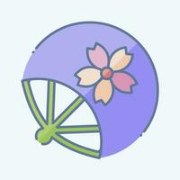 Icon Fan. related to Sakura Festival symbol. doodle style. simple design editable. simple illustration vector