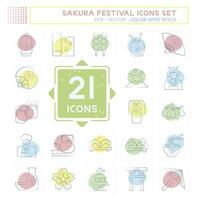 icono conjunto sakura festival. relacionado a Japón símbolo. color Mancha estilo. sencillo diseño editable. sencillo ilustración vector
