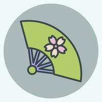 icono ventilador 2. relacionado a sakura festival símbolo. color compañero estilo. sencillo diseño editable. sencillo ilustración vector