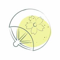 Icon Fan. related to Sakura Festival symbol. Color Spot Style. simple design editable. simple illustration vector