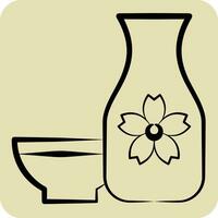 Icon Sake. related to Sakura Festival symbol. hand drawn style. simple design editable. simple illustration vector