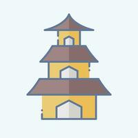 Icon Temple. related to Sakura Festival symbol. doodle style. simple design editable. simple illustration vector