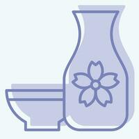 Icon Sake. related to Sakura Festival symbol. two tone style. simple design editable. simple illustration vector