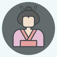 Icon Geisha. related to Sakura Festival symbol. color mate style. simple design editable. simple illustration vector