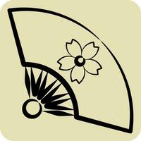 Icon Fan 2. related to Sakura Festival symbol. hand drawn style. simple design editable. simple illustration vector