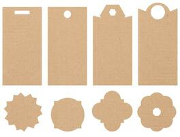 Blank brown rectangular and round paper tag on a white background, template for price, discount photo