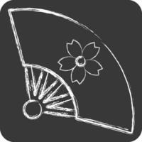 Icon Fan 2. related to Sakura Festival symbol. chalk Style. simple design editable. simple illustration vector