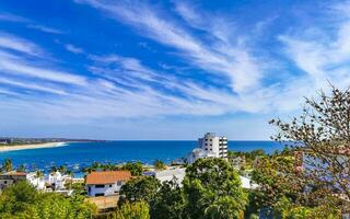 Beautiful city seascape landscape natural panorama view Puerto Escondido Mexico. photo