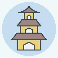 Icon Temple. related to Sakura Festival symbol. color mate style. simple design editable. simple illustration vector