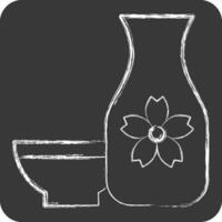 Icon Sake. related to Sakura Festival symbol. chalk Style. simple design editable. simple illustration vector