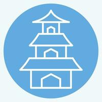 Icon Temple. related to Sakura Festival symbol. blue eyes style. simple design editable. simple illustration vector