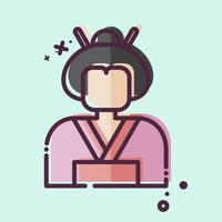 Icon Geisha. related to Sakura Festival symbol. MBE style. simple design editable. simple illustration vector